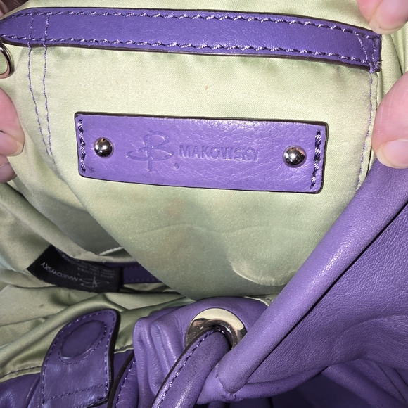 B. Makowsky Lavender Leather Shoulder Bag - Picture 13 of 16